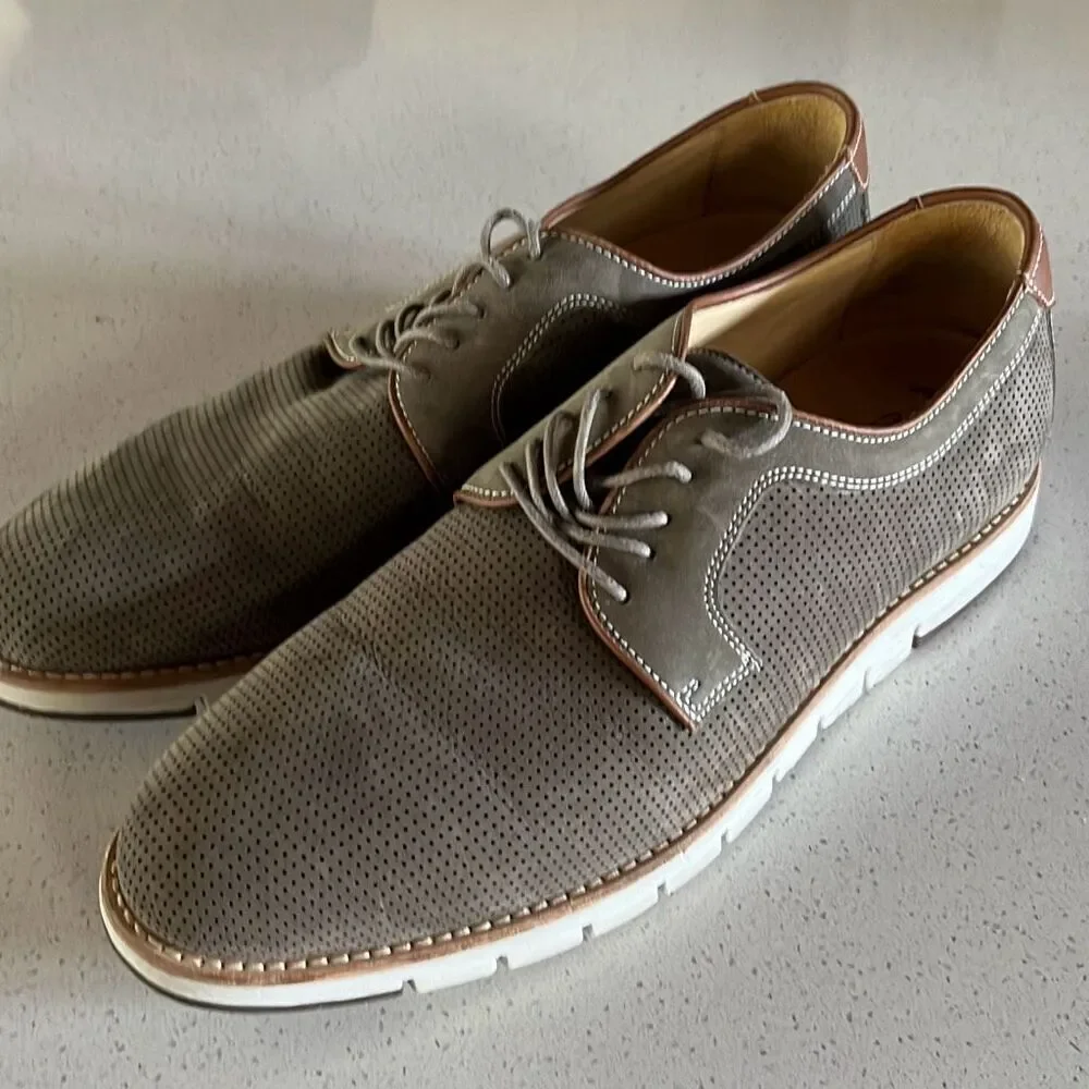 Johnston & Murphy 243109 MS50 VAUGHN PERF MENS SHOE 10 M TITANIUM NUBUCK LACE